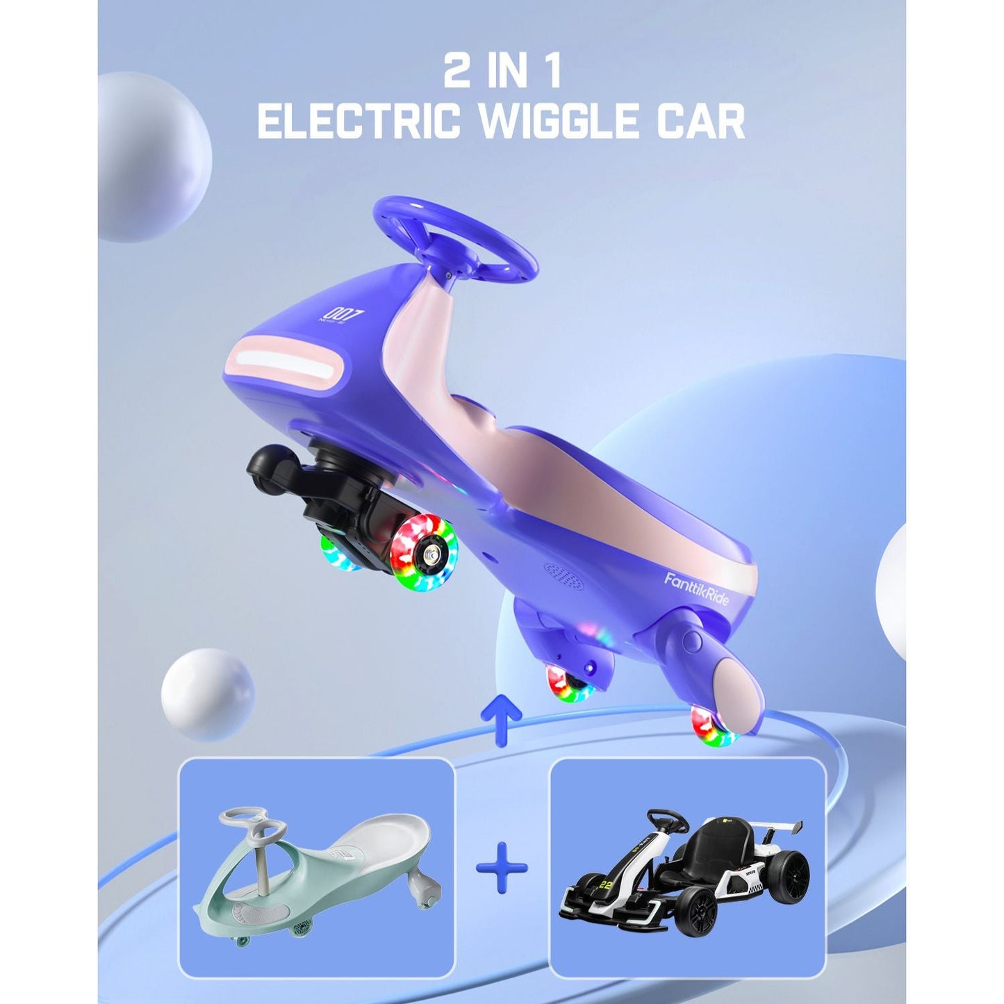 FanttikRide N7 Pro Electric Wiggle Car - 12V Battery, Pedal Ride-On Fun
