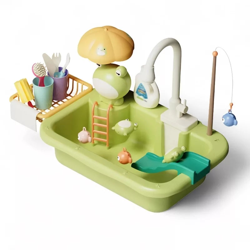 Kidzly Kids Interactive Play Kitchen Sink Toy with Real Running Water