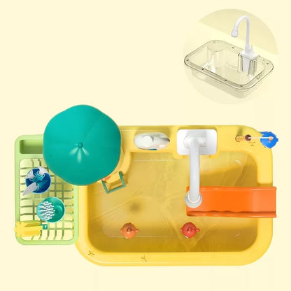 Kidzly Kids Interactive Play Kitchen Sink Toy with Real Running Water