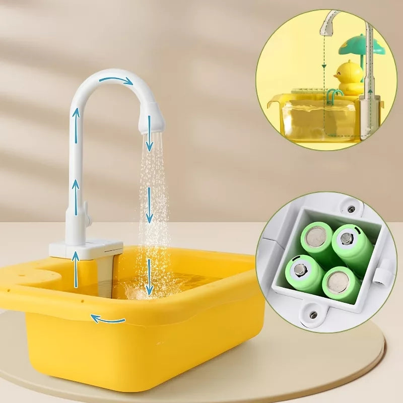 Kidzly Kids Interactive Play Kitchen Sink Toy with Real Running Water