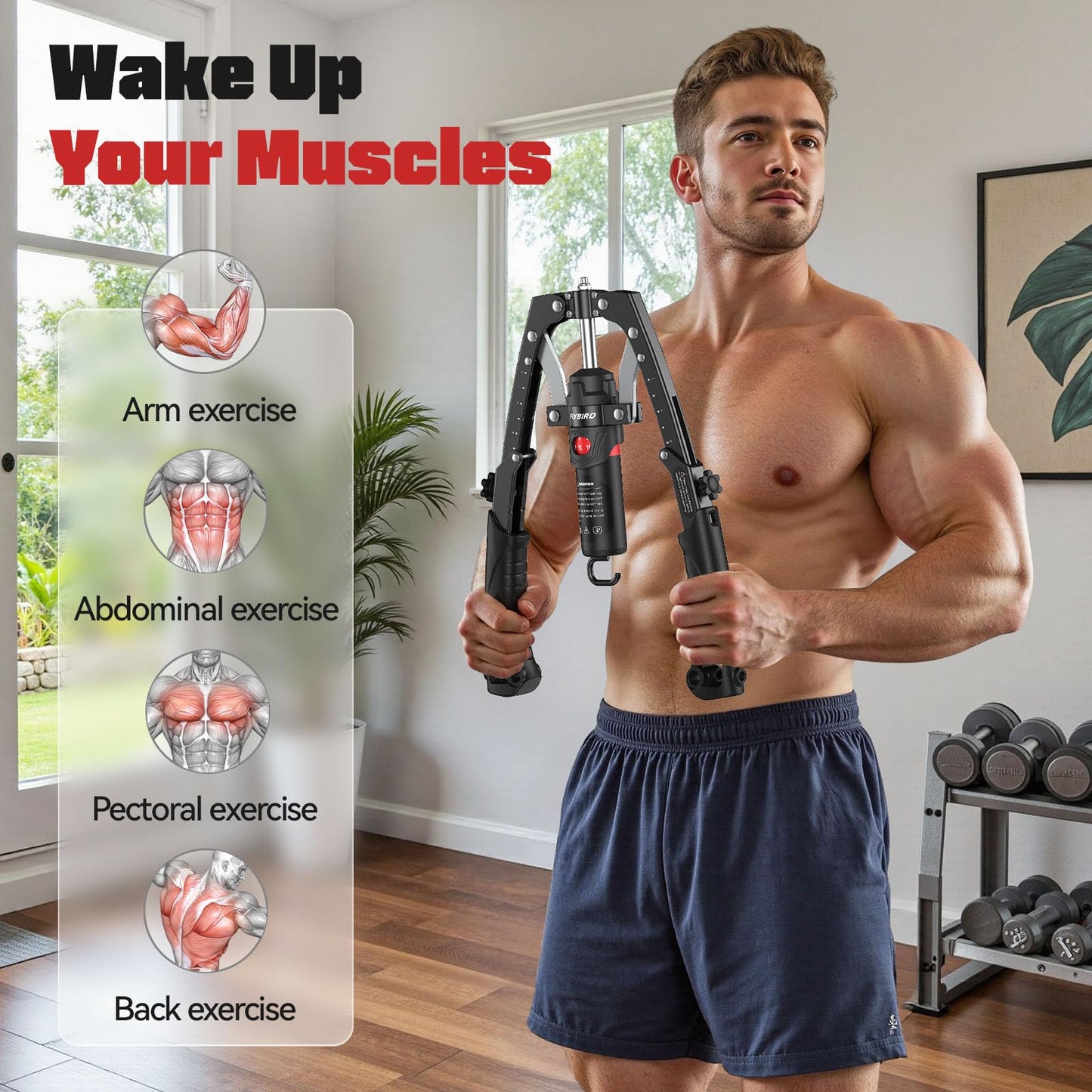 Sakerplus® Adjustable Hydraulic Arm Exerciser: 22-440 lbs Resistance, LCD Counter