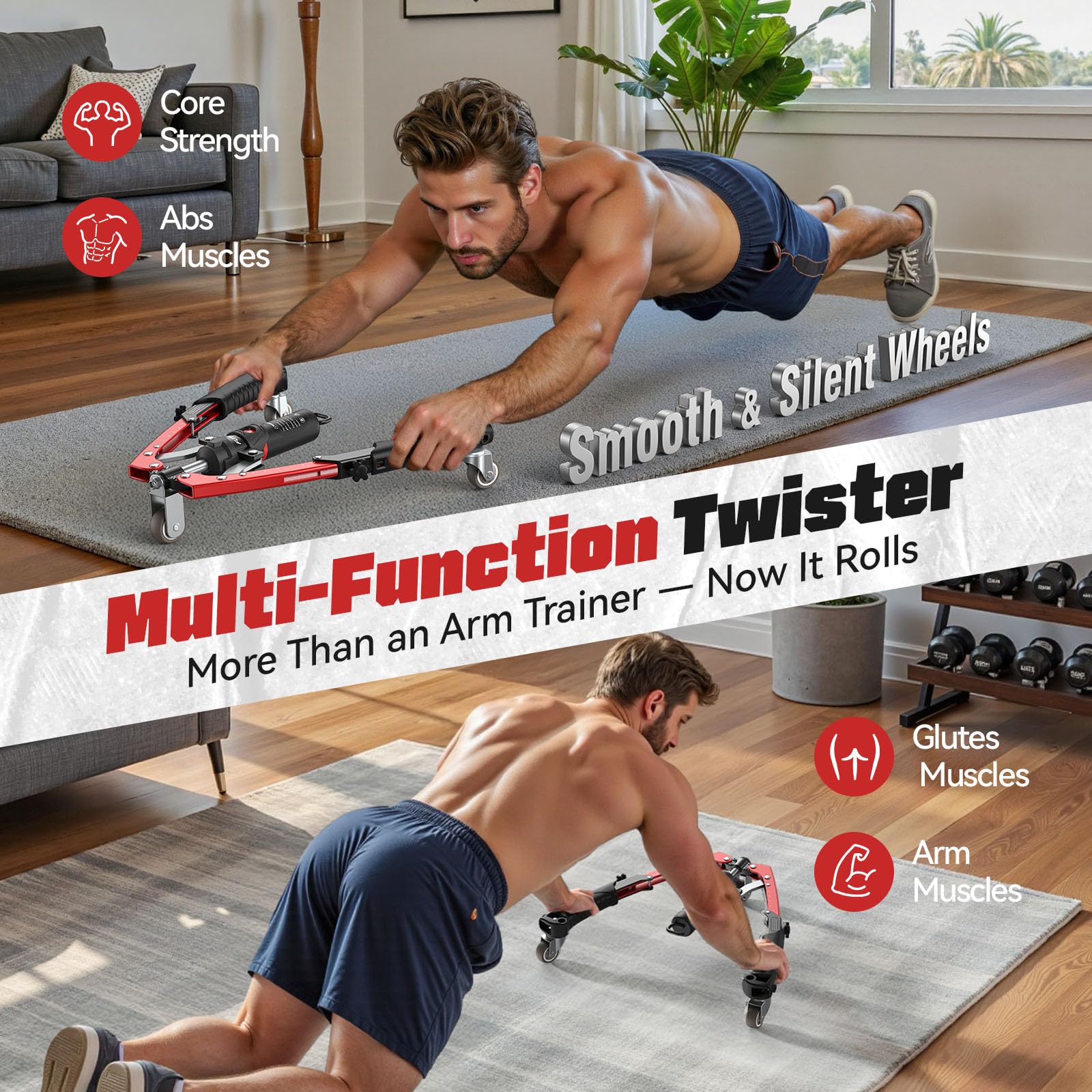 Sakerplus® Adjustable Hydraulic Arm Exerciser: 22-440 lbs Resistance, LCD Counter