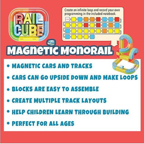 Interactive Magnetic Monorail Track Building Starter Set - 32 Blocks & Mini Train