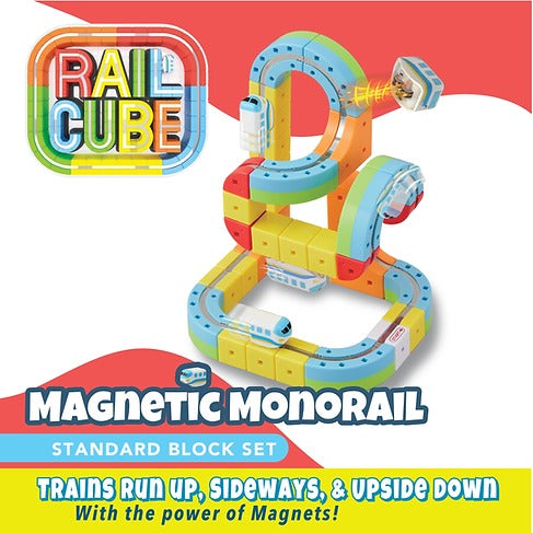 Interactive Magnetic Monorail Track Building Starter Set - 32 Blocks & Mini Train
